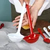 Smalto classico manico lungo manico rosso bianco casa creativo grande cucchiaio a colori solidi ladder di zuppa 240506