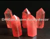 赤い製錬クォーツスタンドアップポイント彫刻レッド製錬された石英宝石小さな六角形の尖ったレイキチャクラ磨かれたワンドジェネレーター8377953