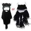 Berets Funny Beard Beanie Horn Hat Ear For Protection Warm-Winter Wool