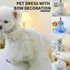 Hundkläder Petklänning med Bow Decoration Princess Traction Ring Charming Cat Wedding Costume för sommaren