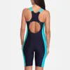 Anfilia One Piece Women Pro Sports Cak Squospear Boyleg długość Sport Swimwork Patchwork Bikini Beach Wear Suit 240508