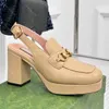 Dress Shoes Designers Sandalen voor dames topkwaliteit cowhide mode luipaard print skin classics gesp slingbacks 8,5 cm dikke hiel sandaal 35-42 platform hielschoen