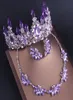 Noble Purple Crystal Bridal Gioielli Set Collane Orecchini a corona set di perle africane Set di abiti da sposa Accessori 77748547