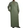 Chemises décontractées pour hommes Mentes Middle Arabe Simple Button Long Bouton Muslim Slee Molie Slit Pocket Pocket Summer Top Summer