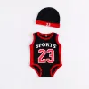 Baby Infant Boy Designer Clothes Romper Girl Basketball 23 Imprimer la manche courte Romper avec chapeau grimpant 100% coton