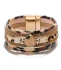 Bracelets enveloppants léopard pour femmes multicouches de bracelet à imprimé guépard à un animal large avec bijoux de boucle magnétique charme5218188