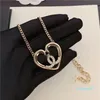 18K gold luxury c letters sailormoon love heart necklace designer jewelry for women have moissanite chain choker clover letter diamond pendant necklaces