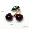 Brooches Fashion Cherry For Women Green Leave Enamel Lapel Pins Clothing Button Friend Gifts