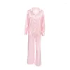 Accueil Vêtements European et Américain Automne Imprimé à rayures Labré CARDIGAN CARDIGAN PAJAMAS PAJAMAS Deux pièces Soft Soft Ladies Homewewe