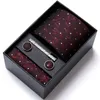 Neck slips set ny presentförpackning designer slips set för män mode rosa slips handduk manschettknappar stift mens klassisk randig cravate