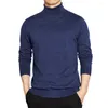 Pulls masculins Sweatwearturtleneck pull masculin Pullover Basic solide collier haut de couches mâles gris gris homme chaud