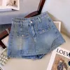 Plus -storlek L4XL denimshorts för kvinnor hög midja mode sommar jean pants street y2k klädkjol kort 240508