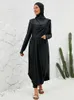 Этническая одежда Черная скромная купальственная женщина с плавающей кепкой 2024 Summer Dubai abaya 3 кусочки набор Burkini Muslim Mujer Root Femme Musulmane Clothing T240510CGRX