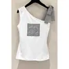 Women's Tanks & Camis designer 2024 Knitted Summer New Square Nail Bubble Bead Bow Sleeveless Vest Pullover Slim Top UZR5