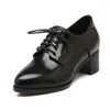 Kleiderschuhe Burgunder Schwarz Farbe Britische Stil Formale Büro Karriere als Pumpen Pumps Schnüre-up Square Chunky High Heels Oxfords Frauen Brogues