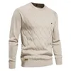 Herrenpullover Argyle grundlegende Feste Farbe O-Neck Langarm gestrickt männlichen Pullover Winter Mode warm für Männer