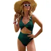 Swimwear féminin EST Sexy Femmes Bikinis High Waist Bikini MAINEMENT FEMME BANDEAU BRAZILIEN BIQUI PISTAGE Set Bathing