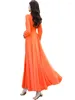 Повседневные платья SD30 Высококачественные женские летние апельсиновое шифоновое платье с длинным рукавом с полным линингом бохо женщины