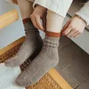 Femmes chaussettes cachemire laine automne hiver épais chauds décontractés harajuku japonais mode filles rayées thermiques longues