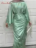 Vêtements ethniques Ramadan Eid Djellaba Robe musulmane féminine Dubaï Satin soyeux doux bril