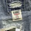 Graphique de jean en jean mâle avec texte à moitié long homme jeans court pantalon multi-couleurs de genou déchiré rétro vintage baggy y2k coupe 240511