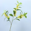 装飾的な花現実的なフェイク植物人工植物人工オスマンサのフレグラン枝は、家のために小さな黄色の緑の葉を備えています