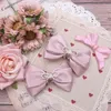 Lolita Bow Kawaii Headdress Japanese Style Soft Girl Sweet Cute Hair Pin Lace Ribbon Pendant Barrettes Hair Clips Accessories 240509