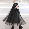 Röcke Mesh Mesh Halbrock für Frauen im Sommer 2024 mittelgroße Länge mit hoher Taille A-Line Fairy Style Plissee