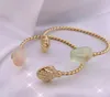 Fashion Real 18K Gold Plated Resin GreenPink Crystal Shell Cuff Bracelet Cuff Bangle Letter Chian Brand gift5998188