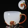 Becher Emaille Handgriff Tea Tasse weibliche kreative Blumenhaushalte Becher Brauen glasierter Kristallglas
