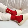 Chaussettes masculines 22fw Nouvel An chinois Big Red chaussettes Red Mens and Womens Mid Cap Cotton Bunny Year Cartoon Doll Calf chaussettes 4.