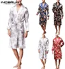 Стильная мужская халата с длинными рукавами для блюда шелк шелк кимоно счастливчик драконов принт пижамы ночной заправки Маскулина Homewear16866493