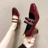 Red Patent Leder Mary Janes Schuhe Sommer Mode Square Toe Damen Pumps bequeme klobige Ferse Ladies Single Schuhe 240428