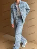 Xinxinbuy Men Jaqueta Designer Casaco Craggy Letra Colorida Bordado Jacquard Taber Patch Denim Conjuntos 1854 Mulheres Longas Mulheres Vermelhas S-2xl