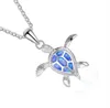 Turtles animaux Collier pendentif naturel Blue Opale Sea Femmes bijoux alliage argent élégant plage tortue colliers8631429