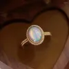 Cluster Rings 925 Sterling Silver Open Finger Ring Opal Stone Oval Gold Color Vintage Elegant For Women Girl Jewelry Gift Dropship grossist