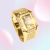 Men039s Ring Size 13 Iced Out Micro Paveed 18K Yellow Gold rempli classique beau Men Band Finger Band Mariage Bijoux GI9645236