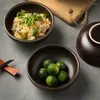 Миски японская керамическая ретро -рисовая чаша для лапши персонализированная домашняя посуда в маленькой миске.