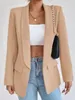 Womens Jacket Trafza Outerwears Solid Color Loose Fit Suit Temperament Commuting Spring Summer Thin Clothing Female 240424