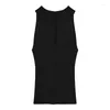 Women's Tanks Chinese Style Buckle Hollow Halter Neck Sleeveless Knitted Vest Women Slim Solid Color T Shirts Summer Tops