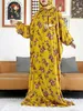 Etniska kläder Nyaste muslimska bomull Abayas för kvinnor Ramadan Bön Dubai Turkiet Mellanöstern Femme Robe Floral Loose African Dress Turban Joint T240510