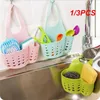 Almacenamiento de la cocina 1/3pcs portátil para colgar la bolsa de desagüe cesta de jabón de jabón brote de baño brote secado esponjas soporte herramientas fregadero