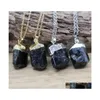 Colliers pendents Black Tourmaline Pendants Chains Chakra Guérison Crystal Natural GMES CHIPS