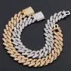 Hot Sale Mans Cuban Chain 2rows 13mm 15mm 20mm 925 Sterling Silver Moissanite Cuban Link Chain Hip Hop Necklace