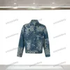 Xinxinbuy Men Designer Coat Jacket Craggy Mosaic Checkerboard Denim Fabric Denim 1854 Femmes à manches longues Red M-XL