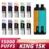 EU Deutschland Warehouse Hirschbar King 15000 Puff 15K Einweg-Vape Tornado 800 mAh wiederaufladbare Batterie E-Liquid LED-Bildschirm E-Zigarettennetzspule 22ml Pod 10 Flaovrs