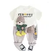 Ensembles de vêtements Boys Vêtements Été 2024 Enfants T-shirts coton Pantalons 2pcs Cartoon costume pour bébé Tracksuit Kid