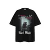 American Street Dark Wind Funeral Character Print Short sleeved T-shirt Unisex Loose Instagram Couple Top