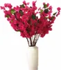 Flores decorativas 10pcs rosa vermelho artificial bougainviléia haste de flor 35 polegadas Faux speectabilis Blossom Tree Branch