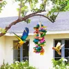 Andra fågelförsörjningar papegoja tugga leksaker naturligt trä hängbart cockatiel tuggbar dekorativ avslappnande burhänge med metallkrok